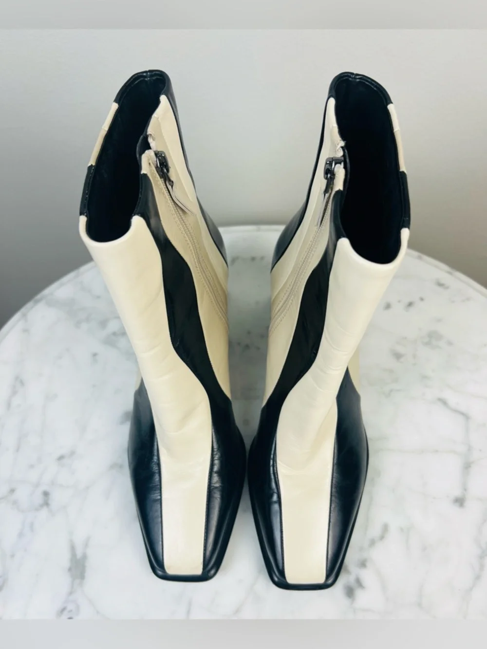 GB “Holy-Grail” Wavy Colorblock Leather Block Heel Booties – Size 9.5 - Picture 5 of 11